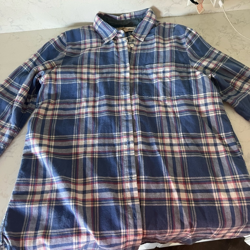 Rivet & Thread light blue plaid button down- medium